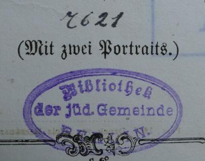 - (Jüdische Gemeinde zu Berlin), Von Hand: Inventar-/ Zugangsnummer; '7621'. 