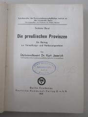 98/2022/41035 : Die preußischen Provinzen : Ein Beitrag zur Verwaltungs- und Verfassungsreform (1931)