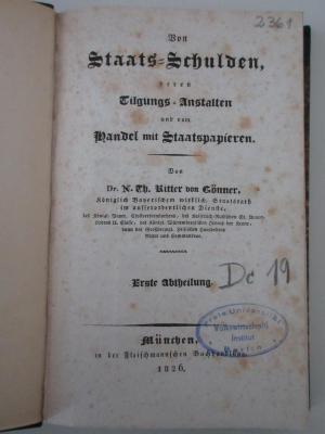 98/2021/41030 : Von Staats-Schulden, deren Tilgungs-Anstalten und vom Handel mit Staatspapieren. (1826)