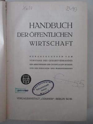 5 W 1335&lt; a &gt; : Handbuch der öffentlichen Wirtschaft (1930)