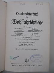 6 D 62&lt;2a&gt; : Handwörterbuch der Wohlfahrtspflege (1929)