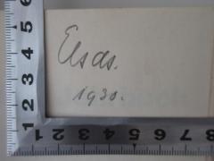 - (Elsas, Fritz Dr.), Von Hand: Name, Datum; 'Elsas. 1930.'. 