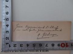 - (Görlinger, R.;Elsas, Fritz Dr.), Von Hand: Widmung; 'Herrn Vizepräsident Dr. Elsas in sehr guter Zusammenarbeit R. Görlinger'. 