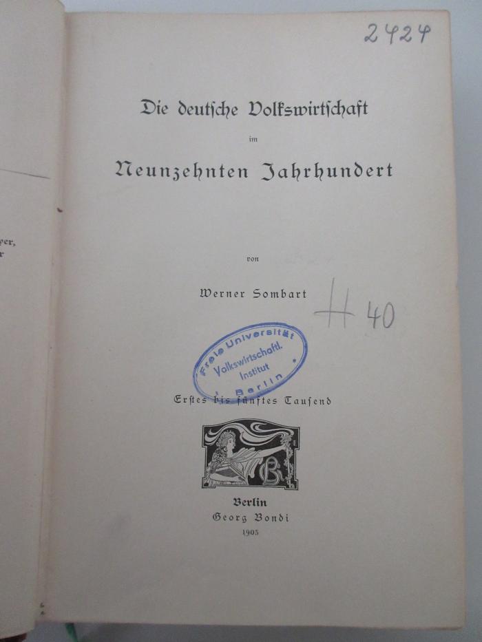 1 F 76&lt; a &gt;-7 : Die deutsche Volkswirtschaft im Neunzehnten Jahrhundert (1903)