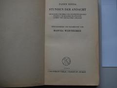  Stunden der Andacht. Ein Gebet- und Erbauungsbuch für Israels Frauen und Mädchen zur öffentlichen und häuslichen Andacht. (1936)