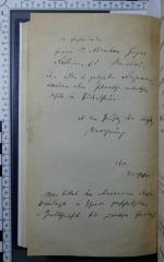 - (Geiger, Abraham;Schiller-Szinessy, Salomon M.), Von Hand: Widmung; 'Sr Hochwürden
Herrn Dr Abraham Geiger
Rabbiner zu Breslau;
dem edlen u. gelehrten Repraesen-
tanten der historisch-critischen
Schule im Judenthume
als ein Zeichen der innigsten
Verehrung
der Verfasser

Man bittet um Recention dessen
Predigt in Ihrer gesch[ä]tzten
"Zeitschrift für jüdische Theologie"!
'. 