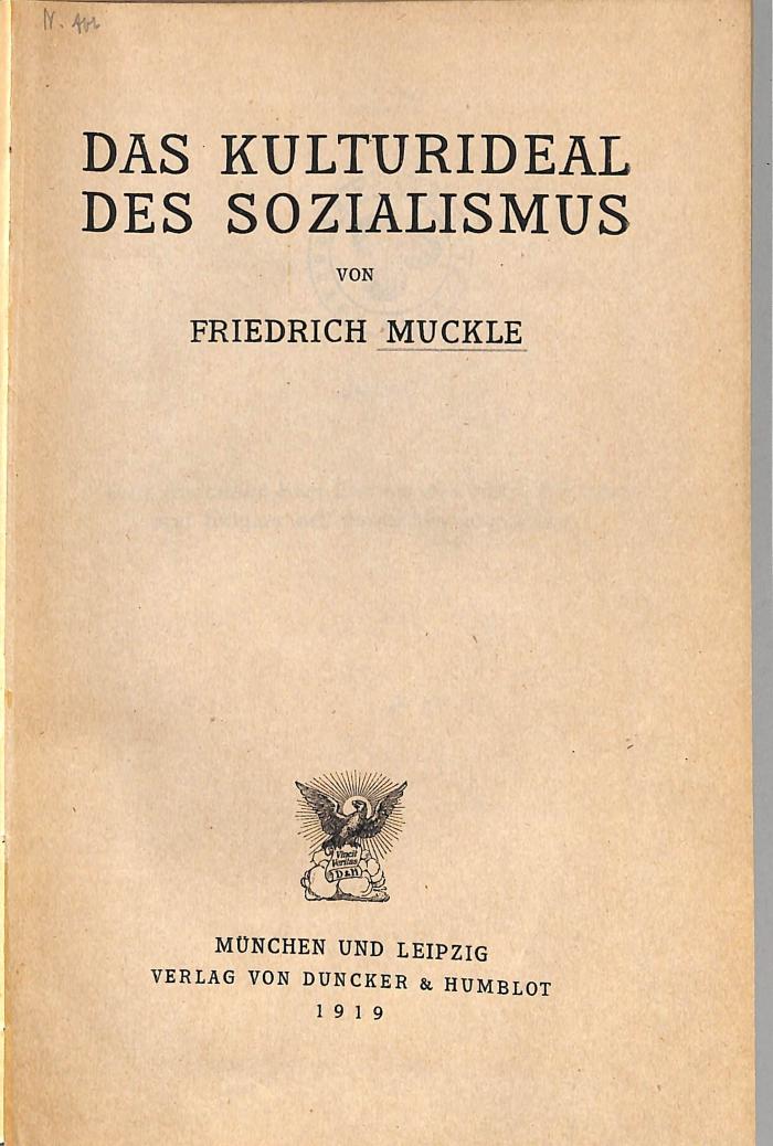 9/1514 : Das Kulturideal des Sozialismus. (1919)