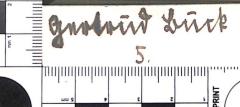 - (Buck, Gertrud), Von Hand: Name; 'Gertrud Buck / 5.'. 