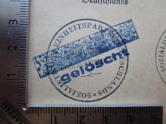 - (Sozialistische Einheitspartei Deutschlands), Stempel: Name, Berufsangabe/Titel/Branche; 'Sozialistische Einheitspartei Deutschlands
Bibliothek des Zentralsekretariats'.  (Prototyp)