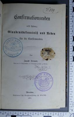 296.454.3 FREU : Confirmationsreden : nebst Anhang: Glaubensbekenntniß und Reden für die Confirmanden  (1870)