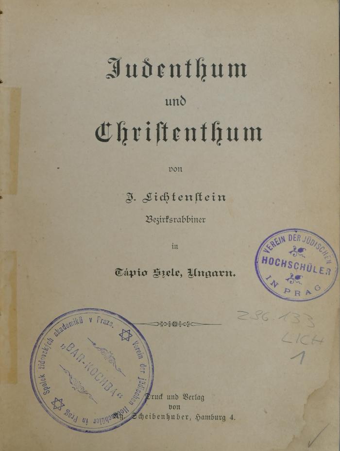 296.133 LICH 1;Mj 154;V 32 ;; ;;: Judenthum und Christenthum  ([ca. 1892])