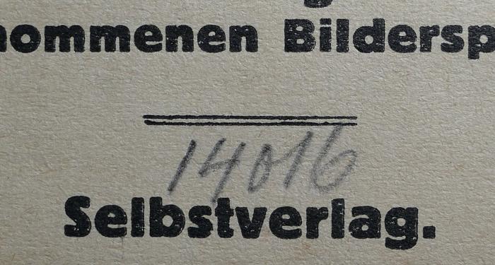 - (Hochschule für die Wissenschaft des Judentums), Von Hand: Inventar-/ Zugangsnummer; '14016'. 