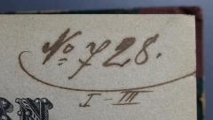 - (Kraus, Josef), Von Hand: Signatur, Inventar-/ Zugangsnummer; 'No 728 I-II'. 