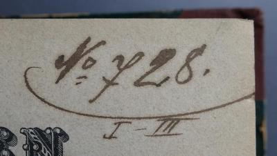 - (Kraus, Josef), Von Hand: Signatur, Inventar-/ Zugangsnummer; 'No 728 I-II'. 