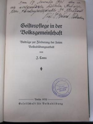 Päd 8 tho b (augesondert) : Geistespflege in der Volksgemeinschaft (1932)