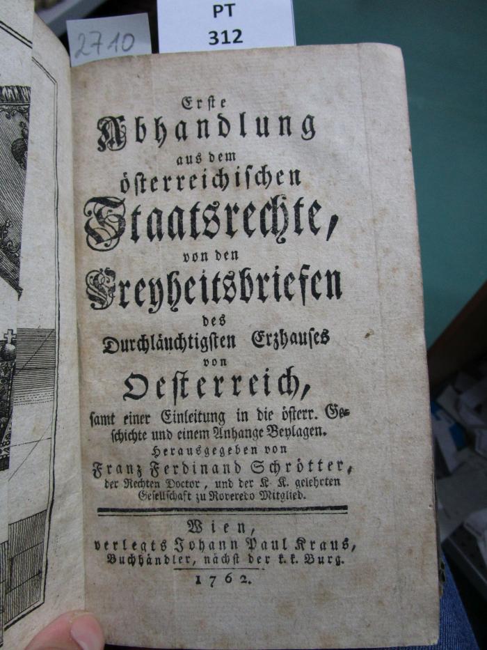 A 684: Abhandlung aus dem österreichischen Staatsrechte  (1762)