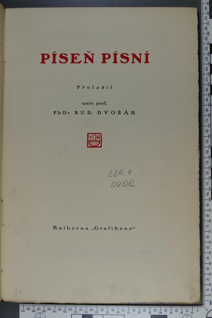 224.4 DVOR : Píseň písní (1918)