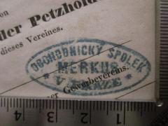 - (Obchodnický spolek Merkur), Stempel: Name, Ortsangabe; 'Obchodnicky spolek Merkur v Praze'.  (Prototyp)