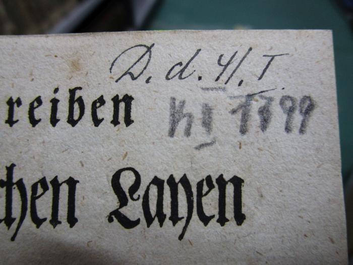 -, Von Hand: Nummer, Notiz; 'KII 1799'