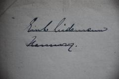 - (Lüdemann, Erich[?]), Von Hand: Name, Ortsangabe; 'Erich[?] Lüdemann / Hannover.'. 