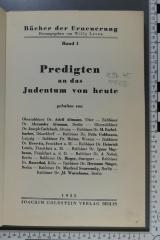 296.45 PRED : Predigten an das Judentum von heute  (1935)