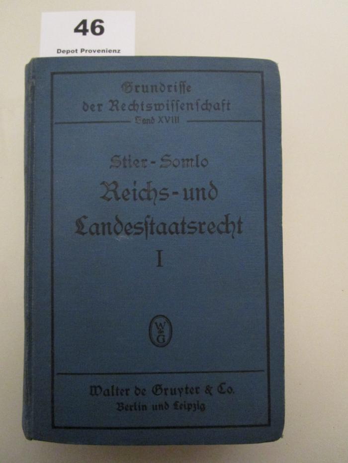 19,4 a / 3 : Reichs- und Landesstaatsrecht I (1924)
