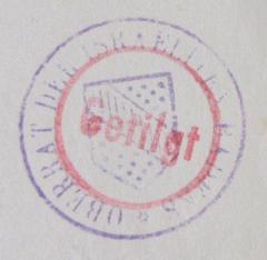 - (Oberrat der Israeliten Badens), Stempel: Name; 'Oberrat der Israeliten Badens'. 