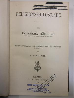 Ge 229 (ausgesondert) : Religionsphilosophie (1901)