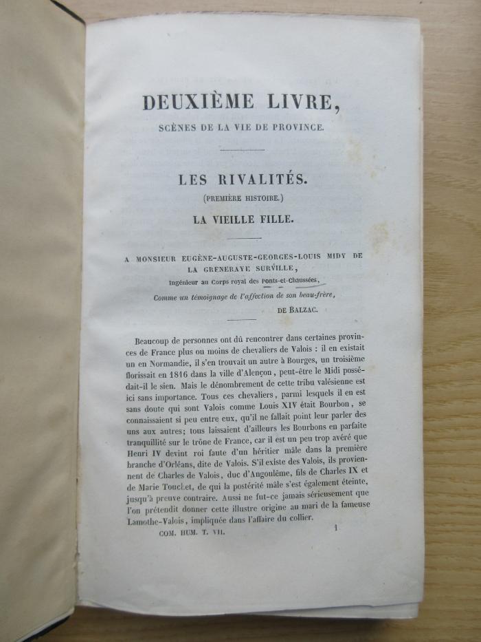 1 N 67 - 7 : La Comédie Humaine. Études de Mœurs. Scènes de la Vie de Province : Les Rivalités (ca. 1843)