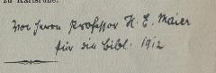 - (Arbeiter-Bildungs-Verein Karlsruhe), Von Hand: Notiz; 'Von Herrn Professor H. E. Maier für die Bibl. 1912'. 