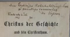 - (Arbeiter-Bildungs-Verein Karlsruhe), Von Hand: Widmung; 'Dem Karlsruher Arbeiterbildungs-Verein zu freundlicher Erinnerung der Verfasser. Karlsruhe 6 Juli 1897'. 