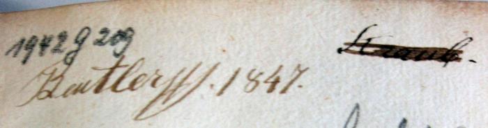 -, Von Hand: Name; 'Beuttler(?) 1847. Kraub(?)/Straub(?)'
