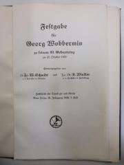 H 7810 (ausgesondert) : Festgabe für Georg Wobbermin zu seinem 60. Geburtstag am 27. Oktober 1929 (1929)