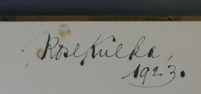 - (Kulka, Rose), Von Hand: Exlibris, Name; 'Rose Kulka,
1923.'. 