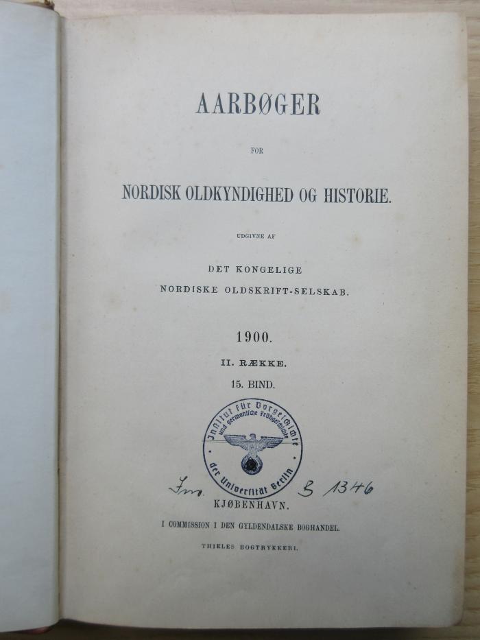 (ausgesondert) : Aarbøger for Nordisk Oldkyndighed og Historie. (1900)
