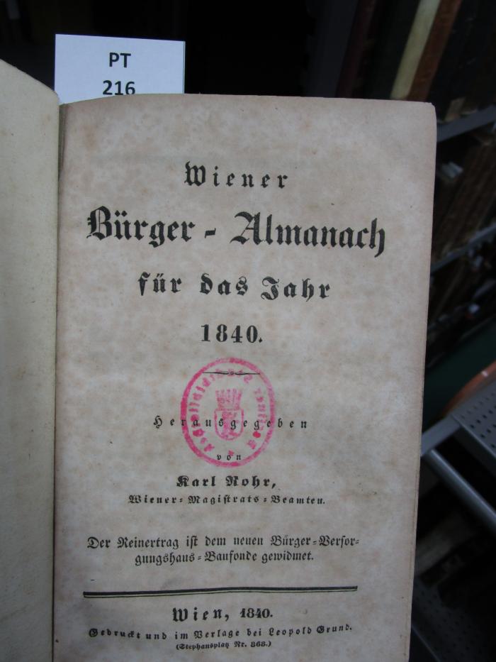  Wiener Bürger-Almanach für das Jahr 1840 (1840)