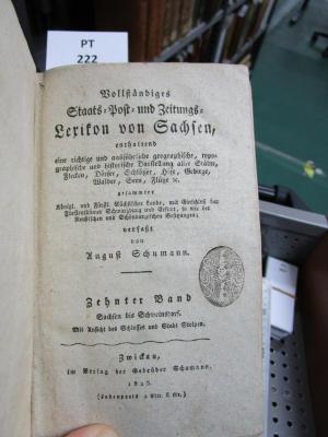  Vollständiges Staats- Post- und Zeitungs-Lexikon von Sachsen : Sachsen bis Schweinsdorf  (1825)