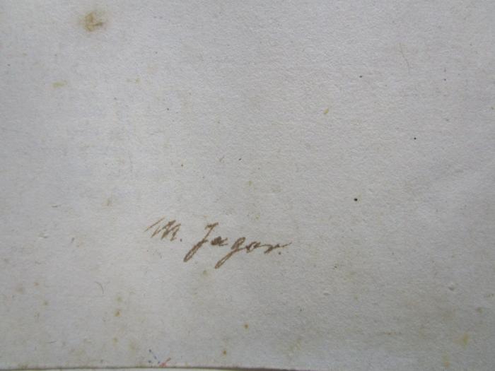 -, Von Hand: Name, Autogramm; 'M. Jagor'