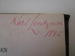 - (Lentzner, Karl), Von Hand: Autogramm, Name, Datum; 'Karl Lentzner 1885'. 