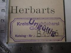 - (Kreislehrerbücherei Gotha), Stempel: Name, Berufsangabe/Titel/Branche, Ortsangabe; 'Kreisleherbücherei Gotha Katalog-Nr.:'.  (Prototyp)