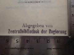 - (Deutschland (DDR). Regierung. Zentralbibliothek), Stempel: Besitzwechsel: makuliert, Name, Berufsangabe/Titel/Branche; 'Abgegeben von Zentralbibliothek Regierung'.  (Prototyp)