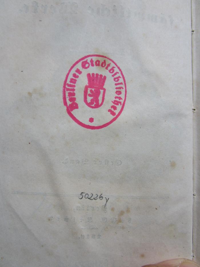 -, Von Hand: Inventar-/ Zugangsnummer; '50226y'