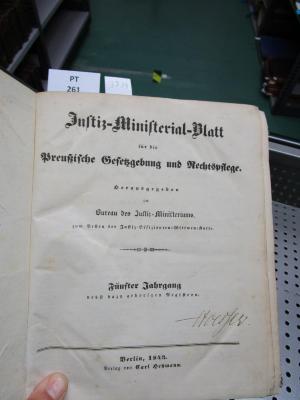 Justiz-Ministerial-Blatt für die Preußsche Gesetzgebung und Rechtspflege (1843)