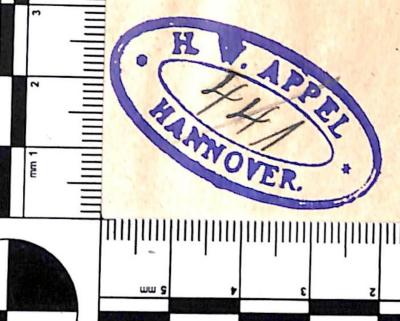 - (Appel, H. W.), Von Hand: Nummer; '441'. 