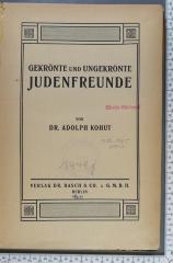 296.265 KOHU;Na 406;1449 j ;; ;;: Gekrönte und ungekrönte Judenfreunde  (1913)