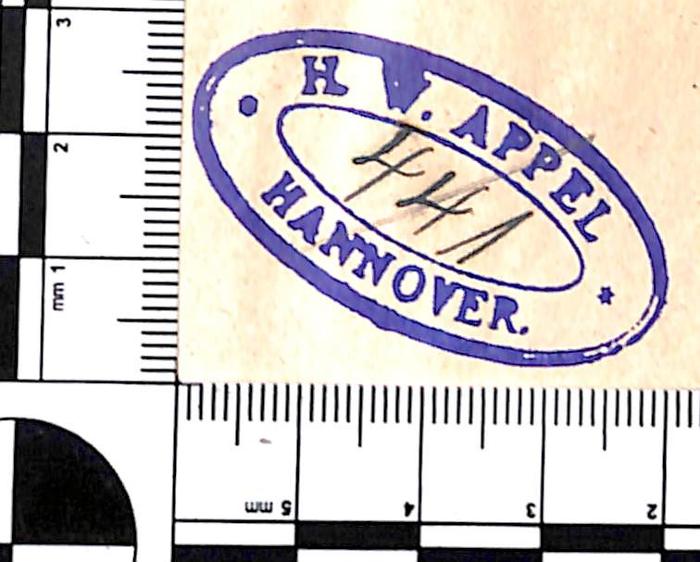 - (Appel, H. W.), Von Hand: Nummer; '441'. 