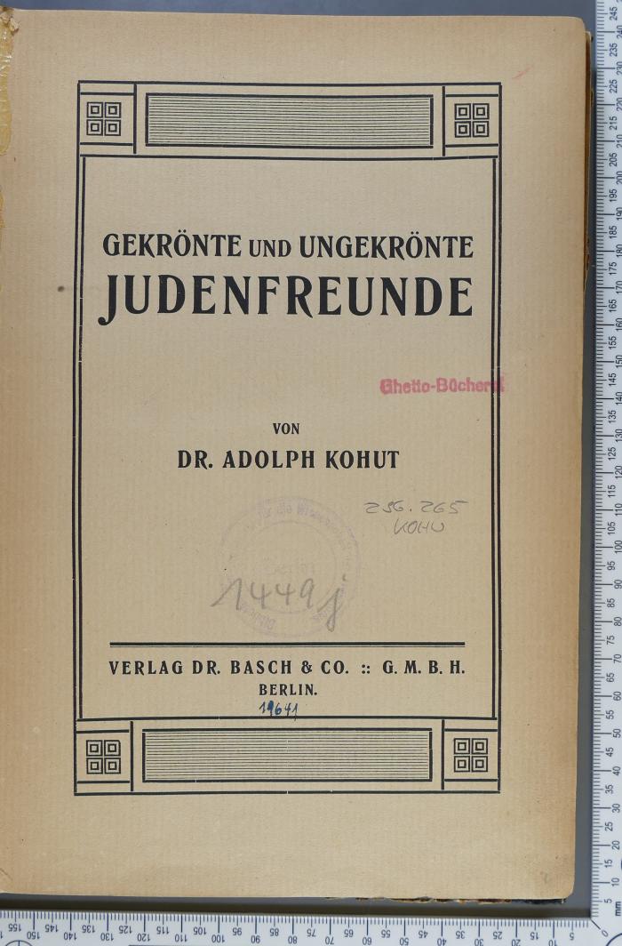- (Hochschule für die Wissenschaft des Judentums), Von Hand: Inventar-/ Zugangsnummer; '19641'. 