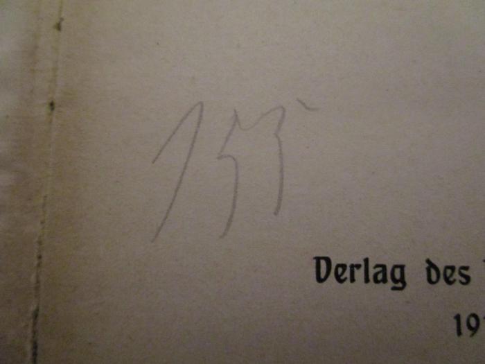  Rüdesheimer Verband deutscher Burschenschaften (1912);G45 / 2456 (Bergungsstelle 155, Bücher von Herrn Schöne und Zastrow), Von Hand: Nummer; '155'.  (Prototyp)