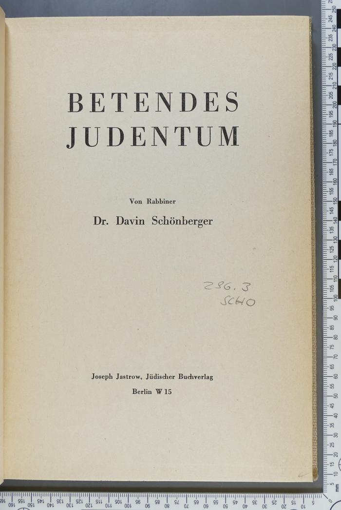 296.3 SCHO : Betendes Judentum ([ca. 1938])