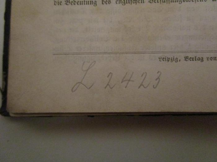  Parlamentstagebuch : Bericht über die Verhandlungen des ersten Reichstages des Norddeutschen Bundes (1867);- (unbekannt), Von Hand: Signatur; 'L 2423'. 